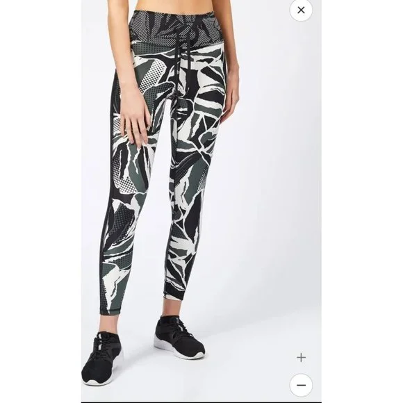 Adidas Leggings M High Rise 7/8 Believe This Green Black Mesh - Picture 1 of 15